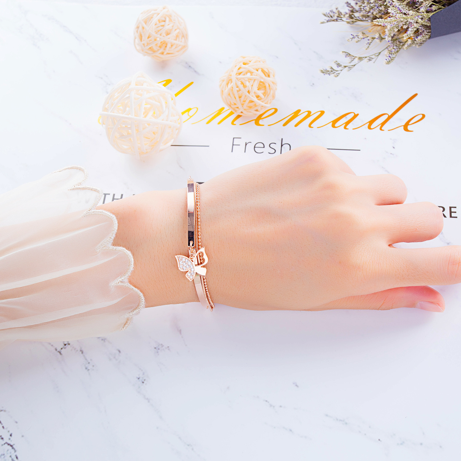 Women Cross Charms Bracelets Goodluck Multi Layer Copper 18K Rose Gold Chain Link Adjustable Bangle Anklet Jewelry for girls
