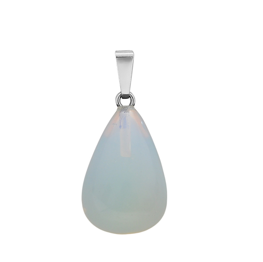 30 Colors Waterdrop Shape Natural Gemstone Pendant Necklace Women Round Water Tear Drop Teardrop Crystal Pendants Jewelry