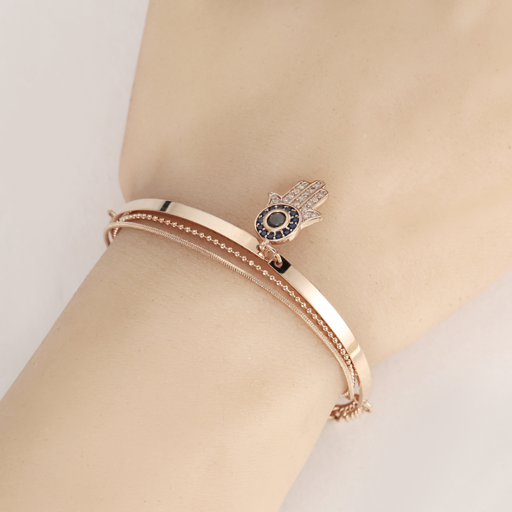 Women Cross Charms Bracelets Goodluck Multi Layer Copper 18K Rose Gold Chain Link Adjustable Bangle Anklet Jewelry for girls