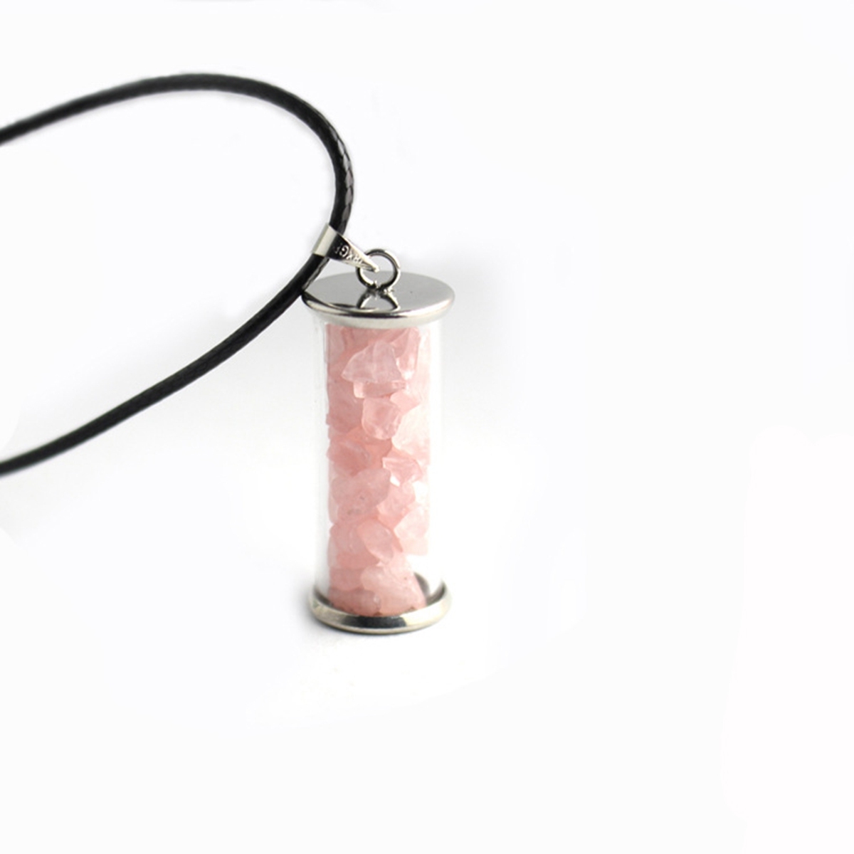 Tumbled Wicca Stone Wishing Bottles Pendant Necklace Set Healing Reiki Energy Charged Raw Chip Gemstone Jewelry