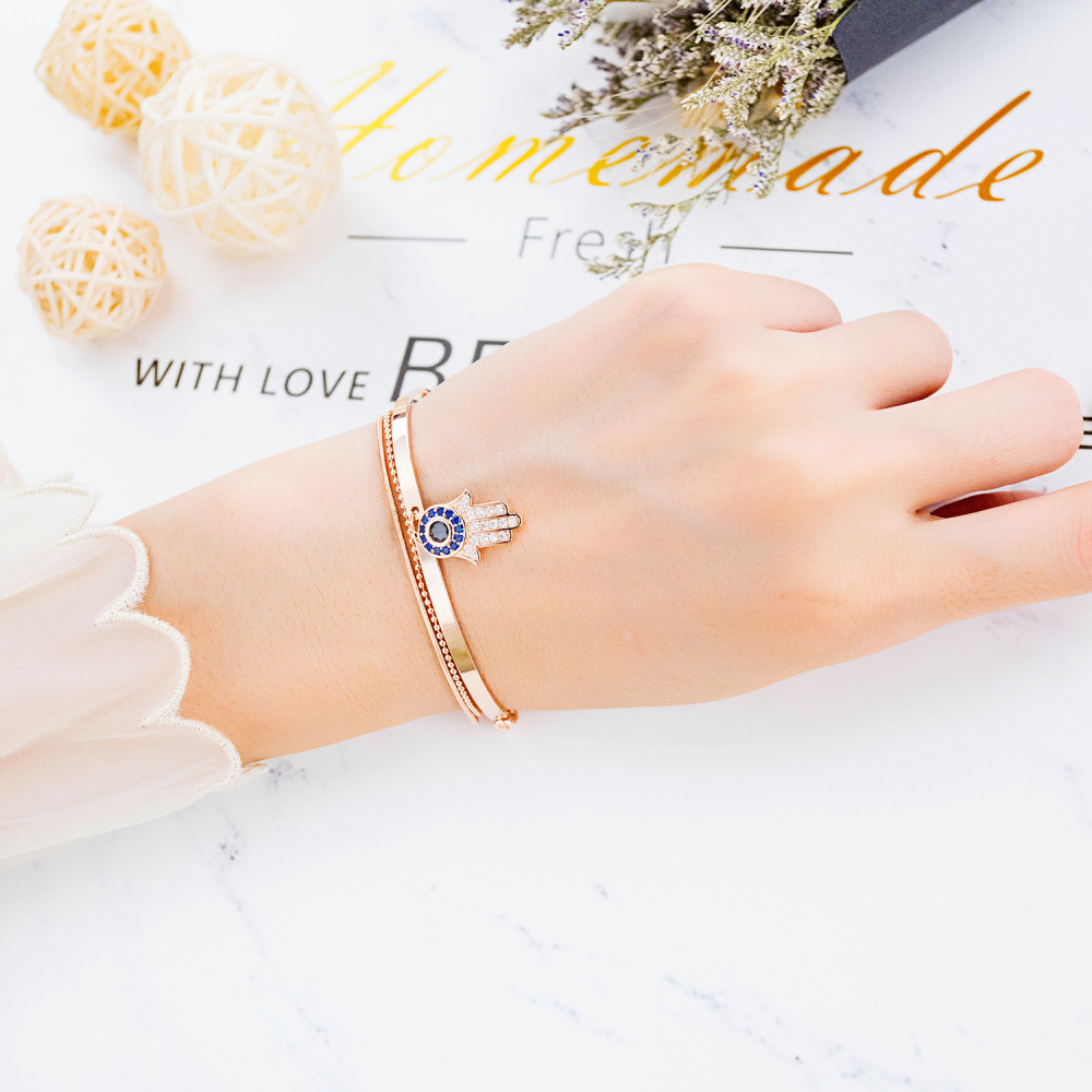 Women Cross Charms Bracelets Goodluck Multi Layer Copper 18K Rose Gold Chain Link Adjustable Bangle Anklet Jewelry for girls