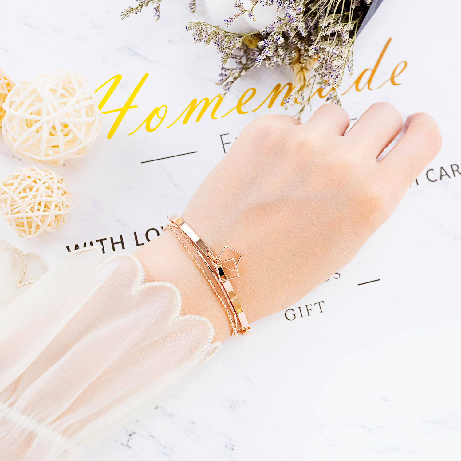 Women Cross Charms Bracelets Goodluck Multi Layer Copper 18K Rose Gold Chain Link Adjustable Bangle Anklet Jewelry for girls