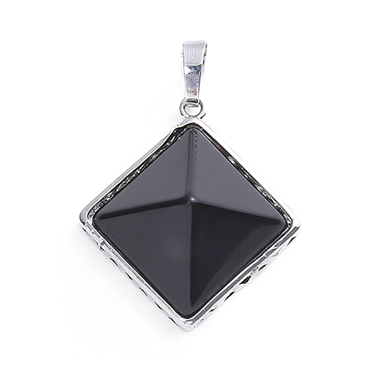 Pyramid Shape Gemstone Pendant Necklace for women Men Powerful Silver Alloy Chakra Healing Pendants choker jewelry