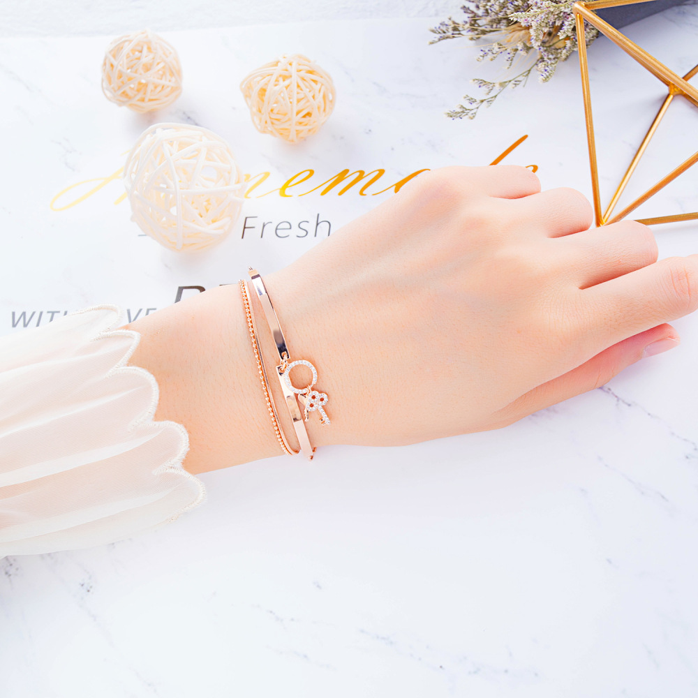 Women Cross Charms Bracelets Goodluck Multi Layer Copper 18K Rose Gold Chain Link Adjustable Bangle Anklet Jewelry for girls