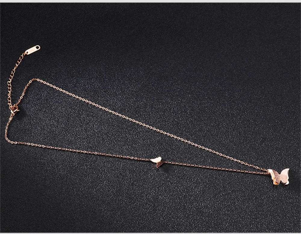 Butterfly Necklace Pendant Titanium Stainless Steel 18K Rose Gold Plated For Girls Women