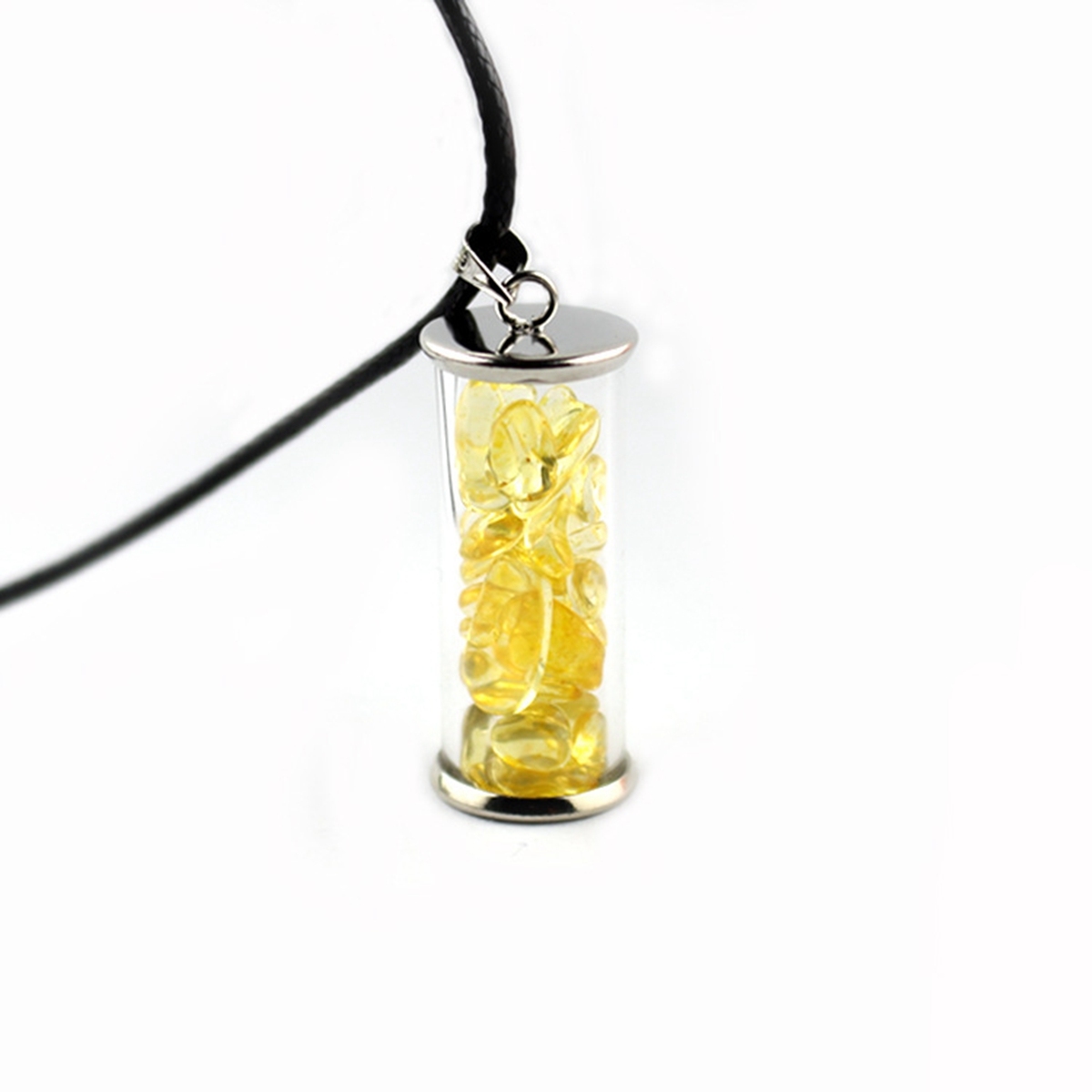 Tumbled Wicca Stone Wishing Bottles Pendant Necklace Set Healing Reiki Energy Charged Raw Chip Gemstone Jewelry
