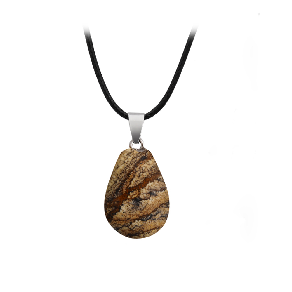 30 Colors Waterdrop Shape Natural Gemstone Pendant Necklace Women Round Water Tear Drop Teardrop Crystal Pendants Jewelry
