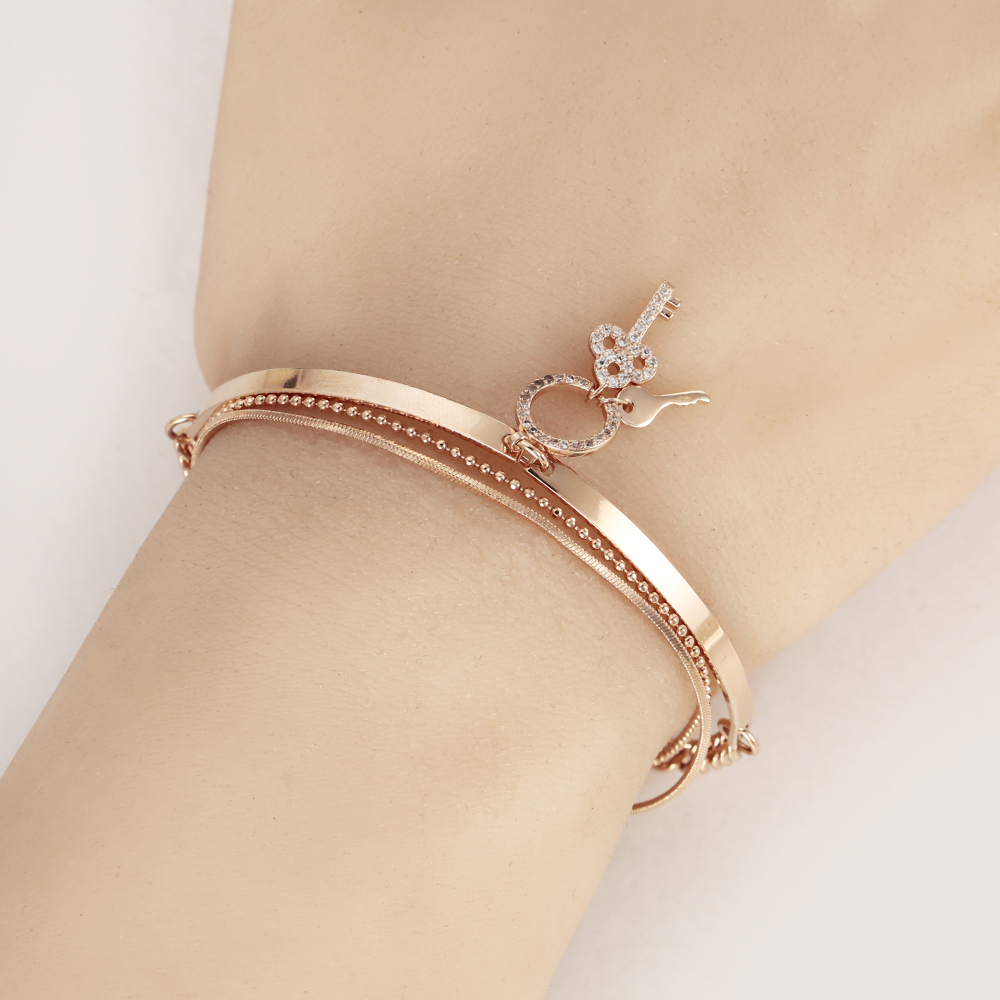 Women Cross Charms Bracelets Goodluck Multi Layer Copper 18K Rose Gold Chain Link Adjustable Bangle Anklet Jewelry for girls