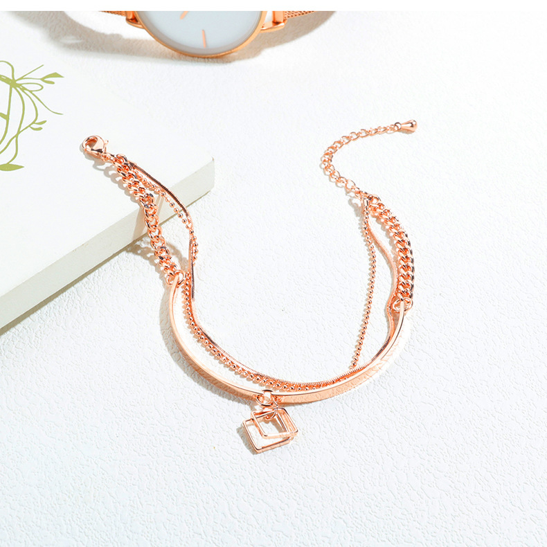 Women Cross Charms Bracelets Goodluck Multi Layer Copper 18K Rose Gold Chain Link Adjustable Bangle Anklet Jewelry for girls