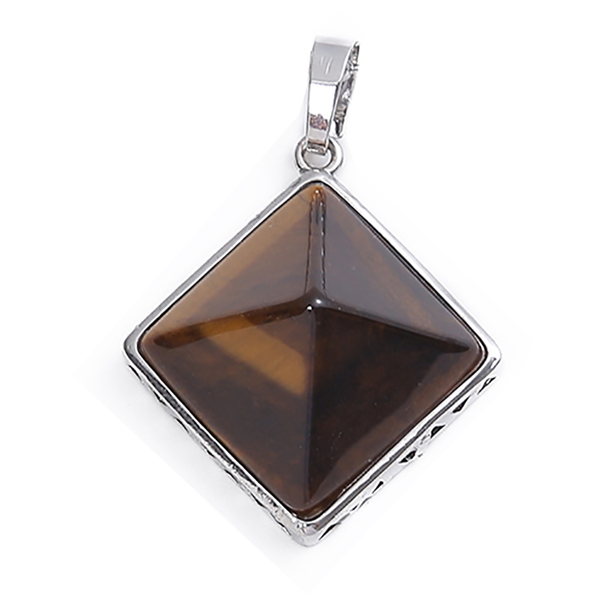 Pyramid Shape Gemstone Pendant Necklace for women Men Powerful Silver Alloy Chakra Healing Pendants choker jewelry