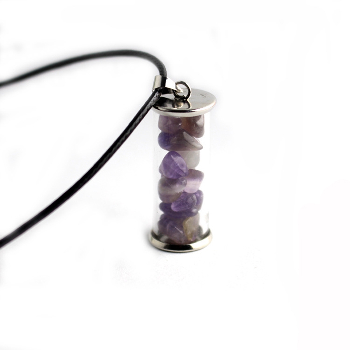 Tumbled Wicca Stone Wishing Bottles Pendant Necklace Set Healing Reiki Energy Charged Raw Chip Gemstone Jewelry