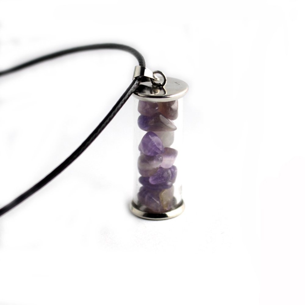 Tumbled Wicca Stone Wishing Bottles Pendant Necklace Set Healing Reiki Energy Charged Raw Chip Gemstone Jewelry