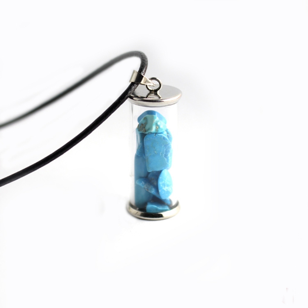 Tumbled Wicca Stone Wishing Bottles Pendant Necklace Set Healing Reiki Energy Charged Raw Chip Gemstone Jewelry