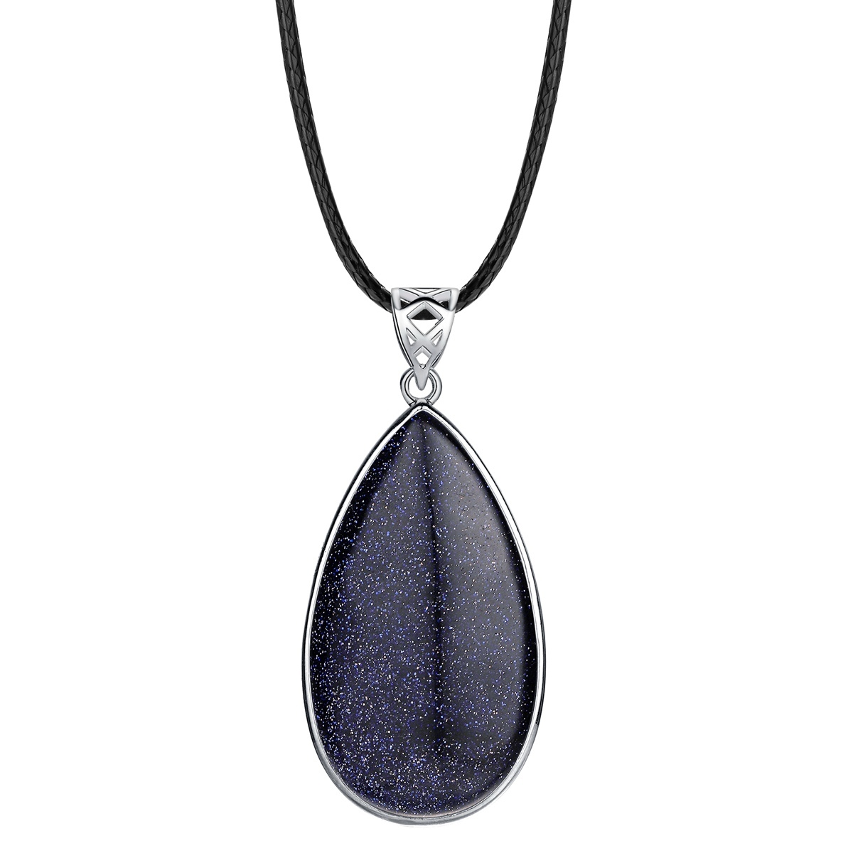 Natural Gemstone Waterdrop Steel Stainess Chakra Charms Pendant for women Men