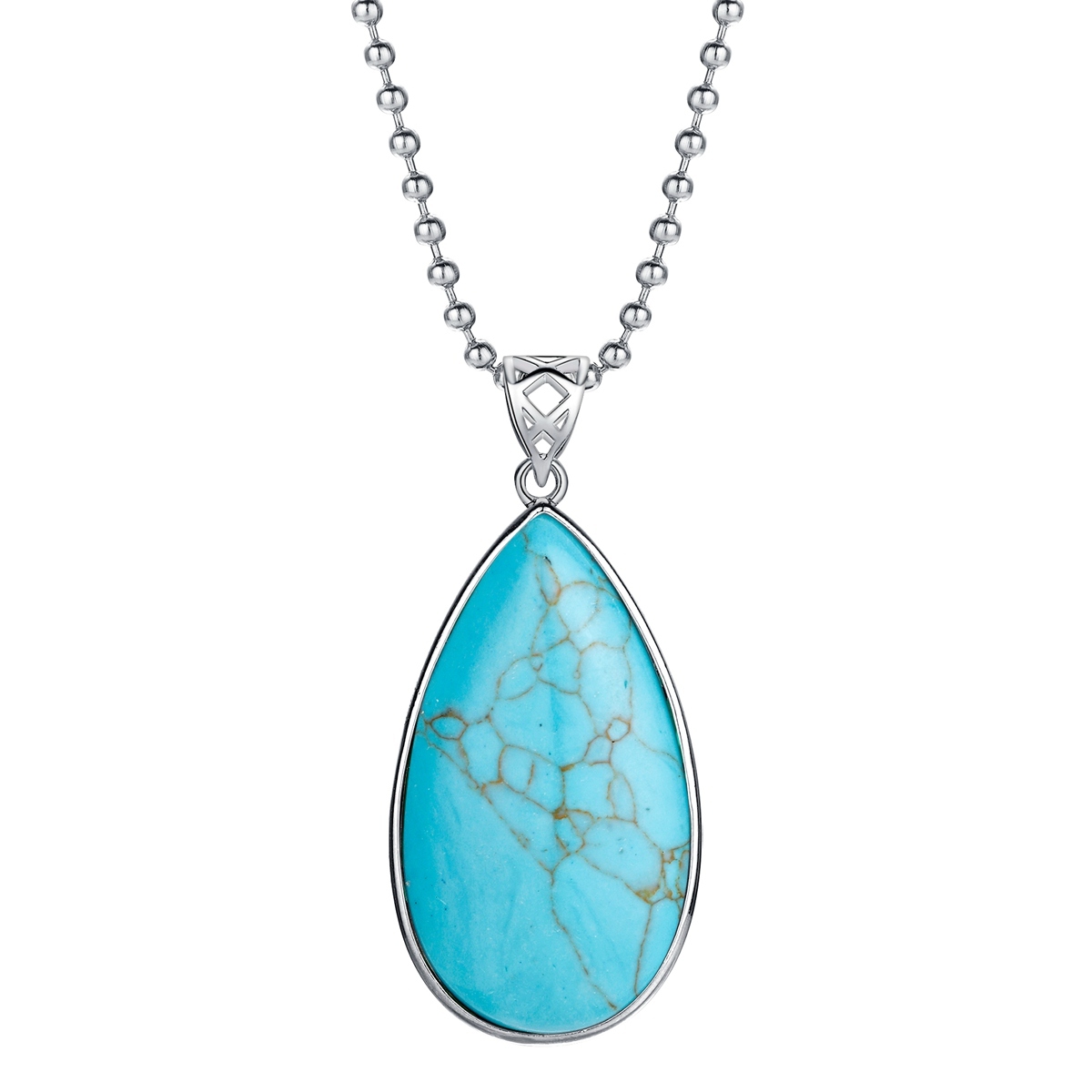 Natural Gemstone Waterdrop Steel Stainess Chakra Charms Pendant for women Men
