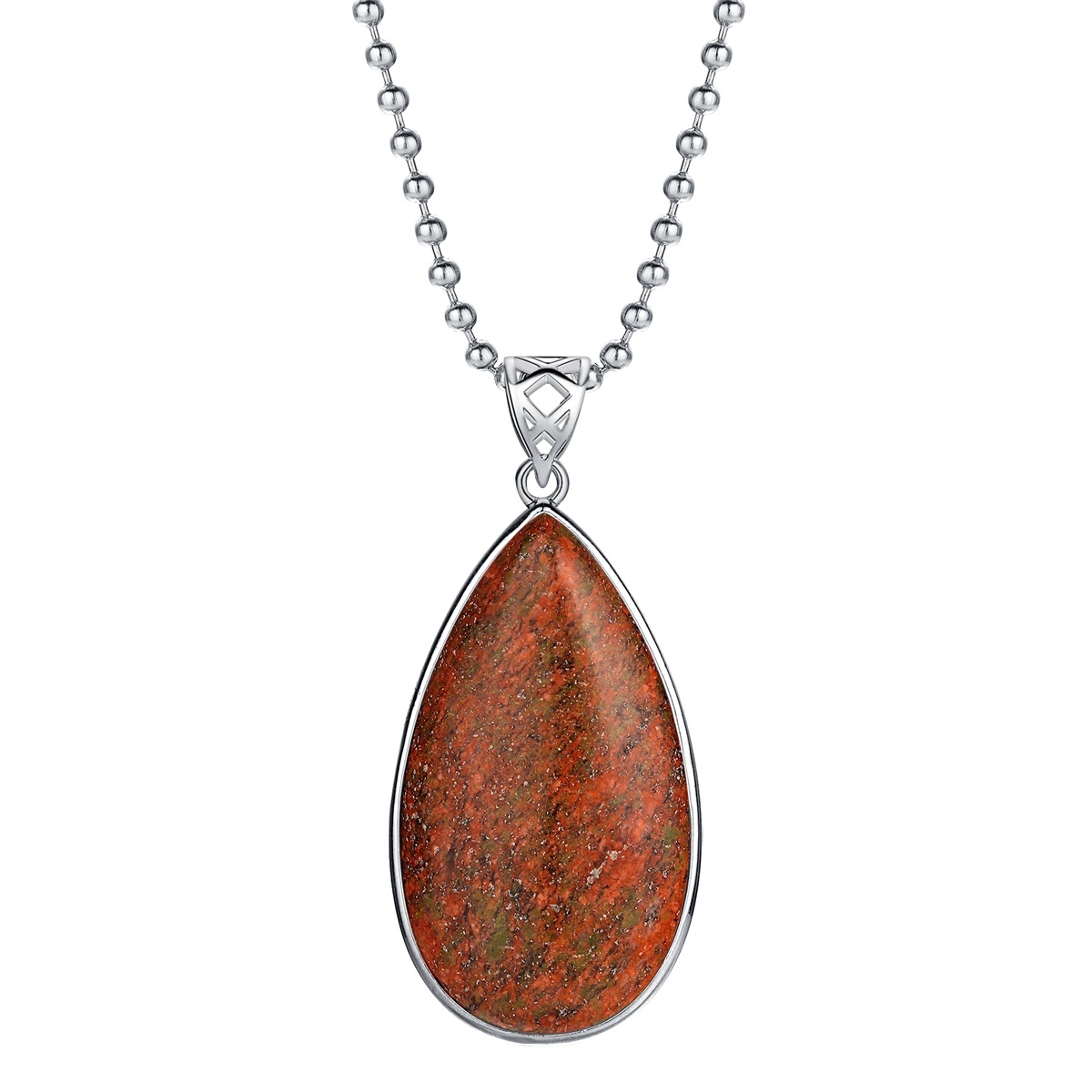 Natural Gemstone Waterdrop Steel Stainess Chakra Charms Pendant for women Men