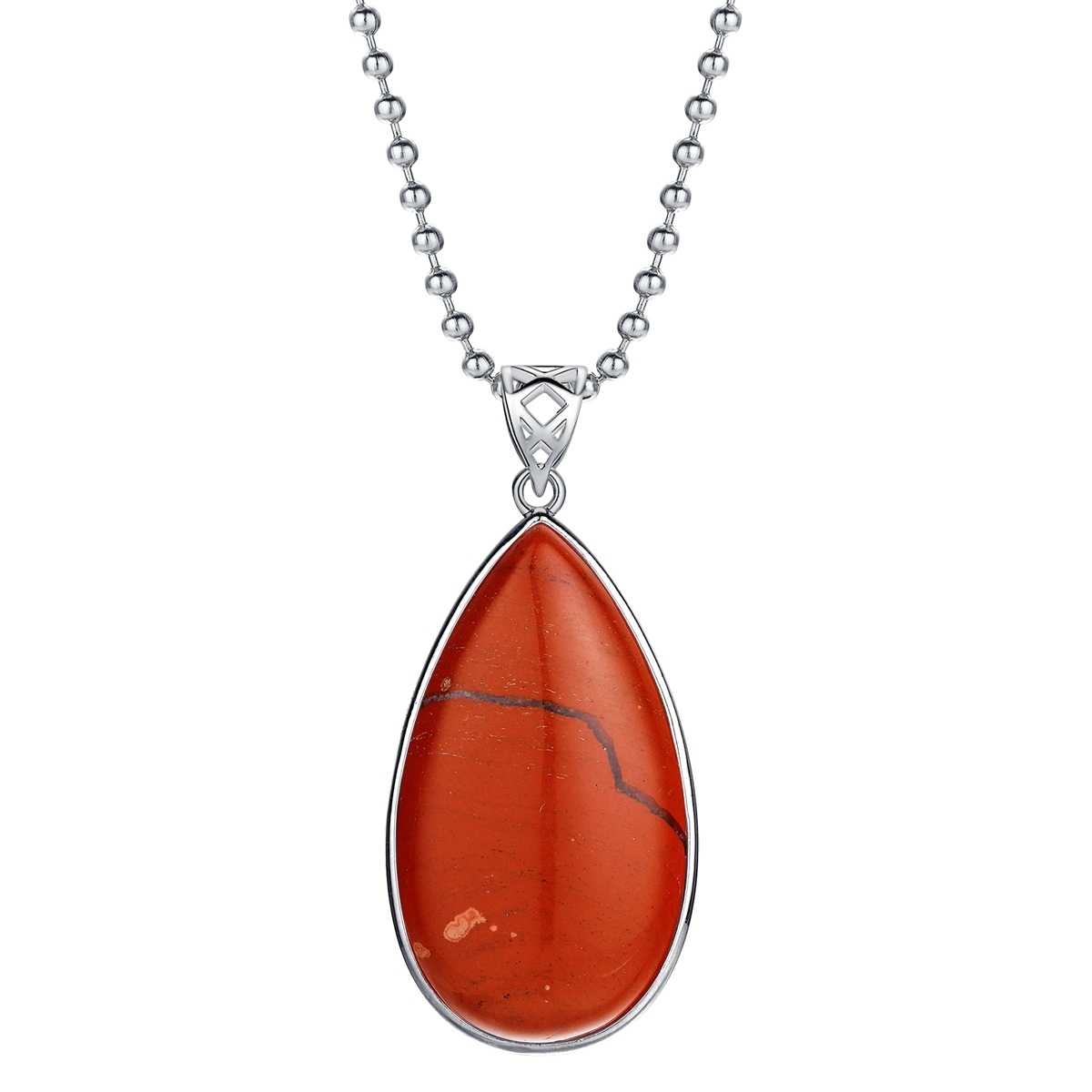 Natural Gemstone Waterdrop Steel Stainess Chakra Charms Pendant for women Men