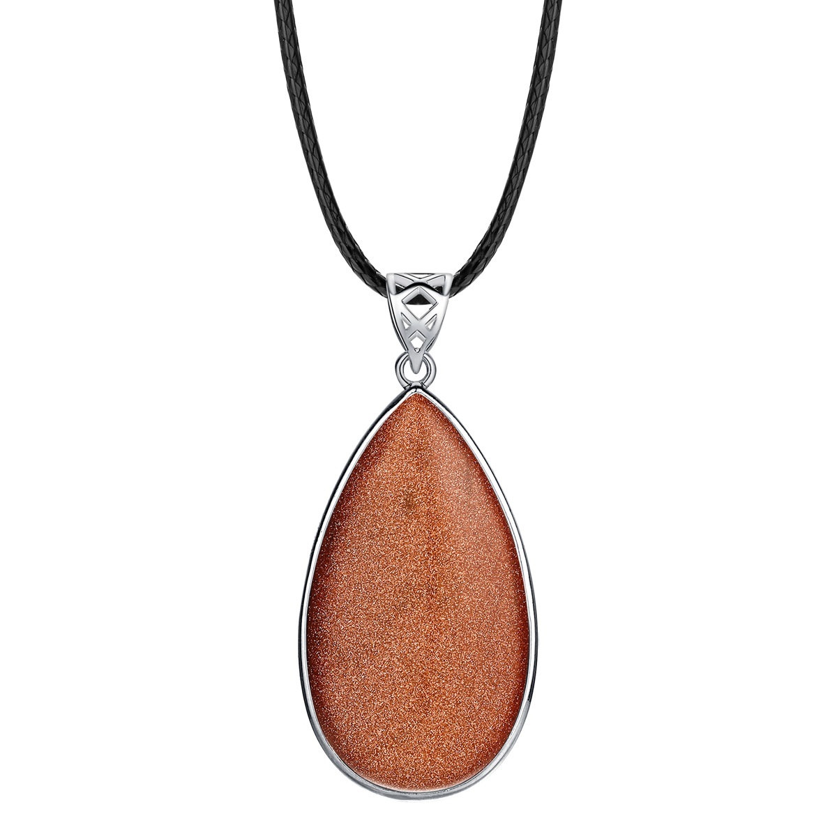 Natural Gemstone Waterdrop Steel Stainess Chakra Charms Pendant for women Men