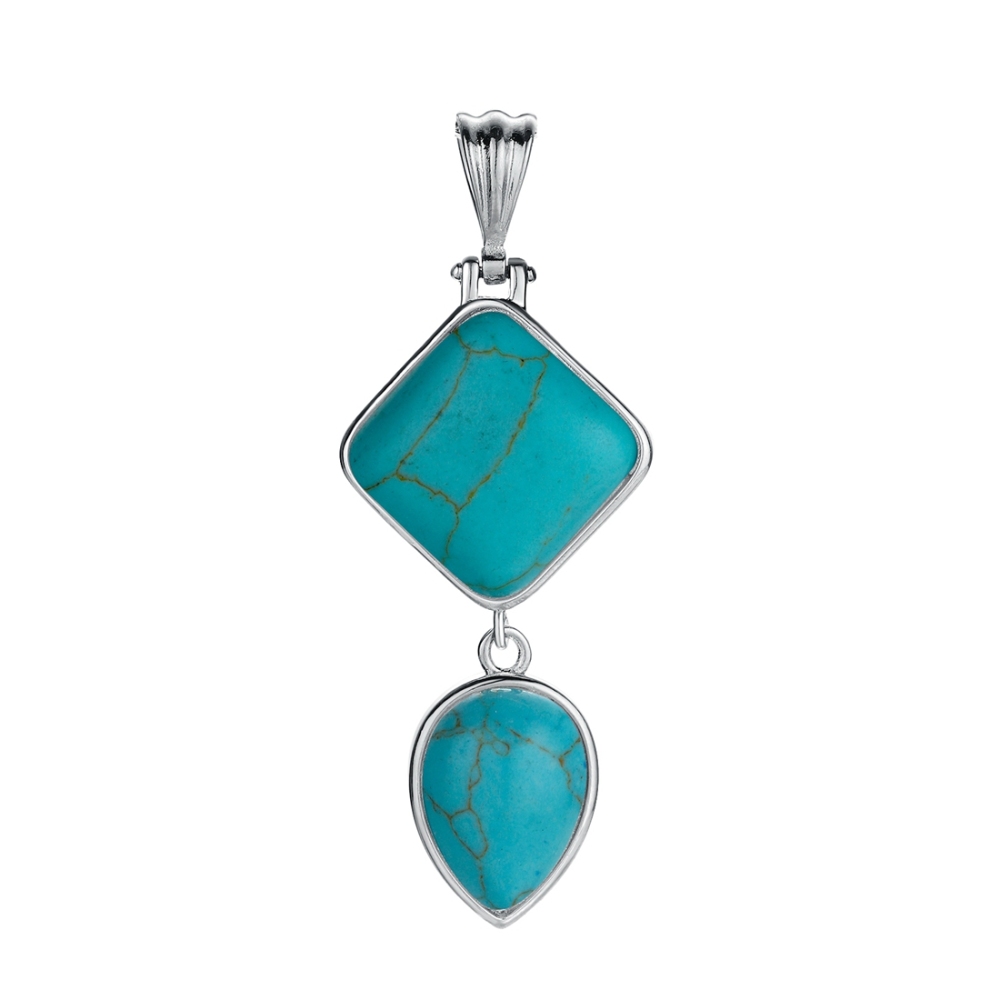 Natural Gemstone  Rhombus Waterdrop Pendant Necklace for men women