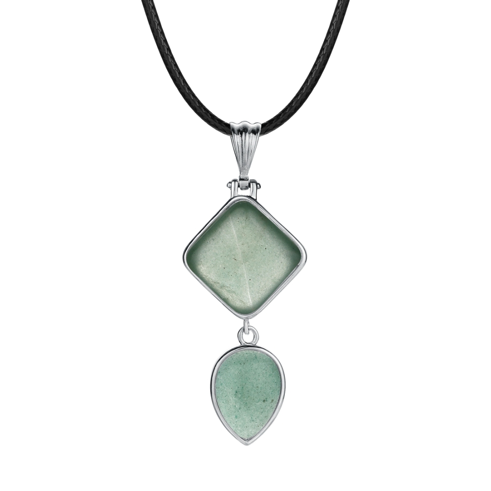 Natural Gemstone  Rhombus Waterdrop Pendant Necklace for men women
