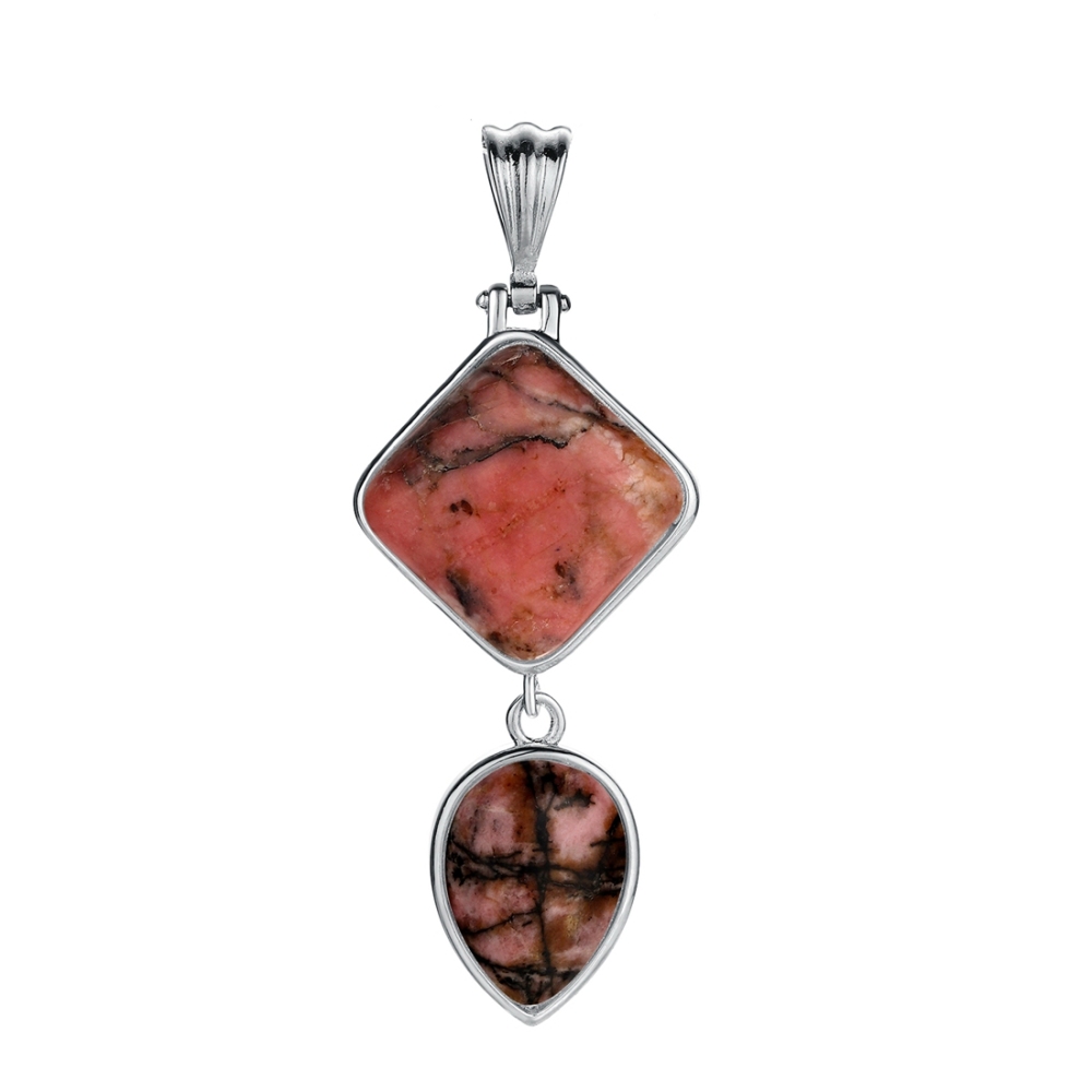 Natural Gemstone  Rhombus Waterdrop Pendant Necklace for men women