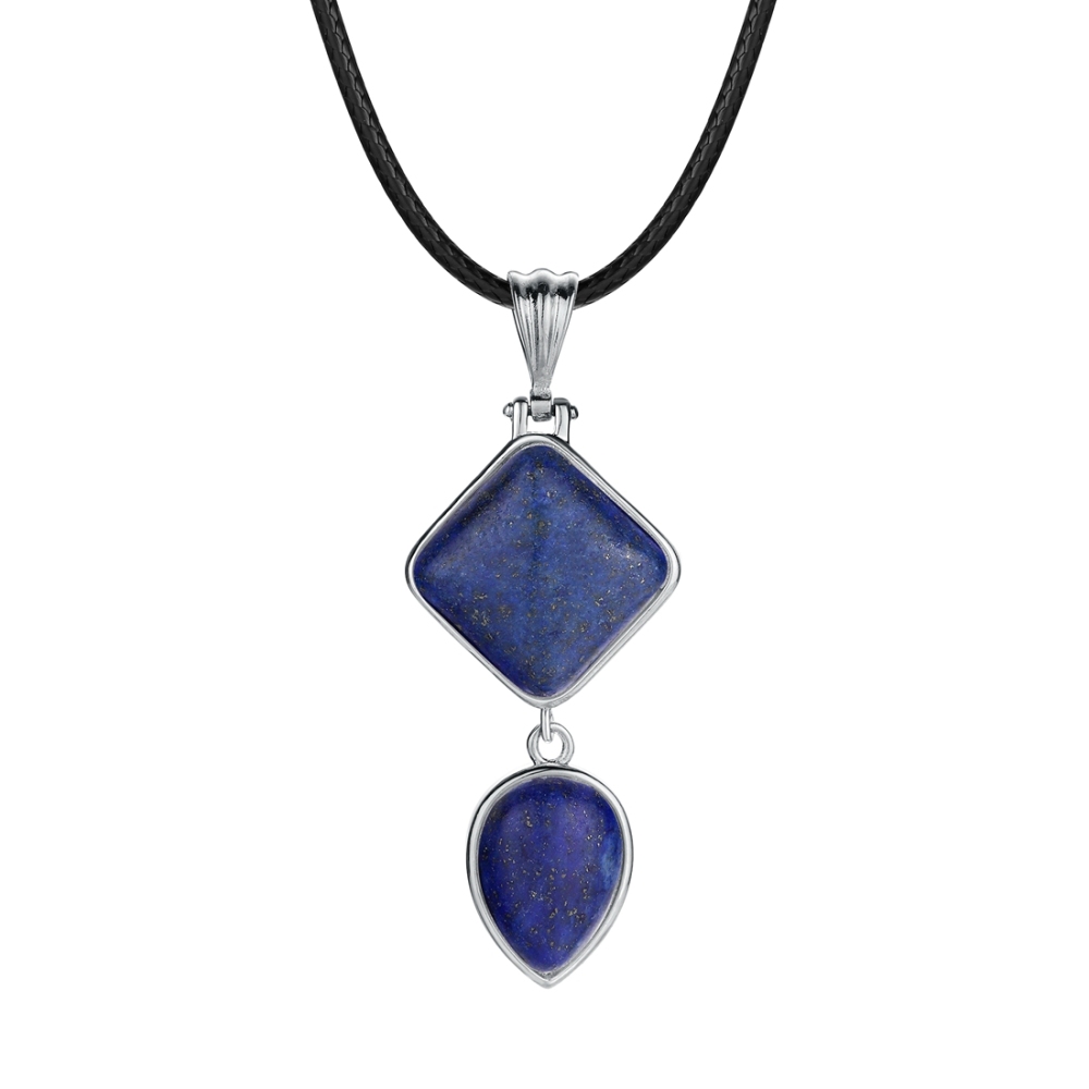 Natural Gemstone  Rhombus Waterdrop Pendant Necklace for men women