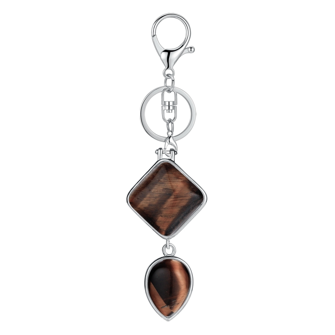 Natural Gemstone  Rhombus Waterdrop Pendant Keychain