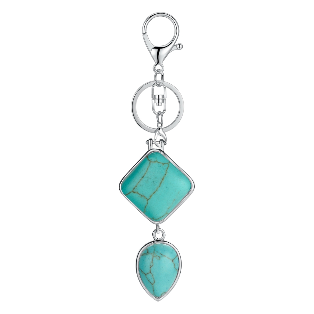 Natural Gemstone  Rhombus Waterdrop Pendant Keychain