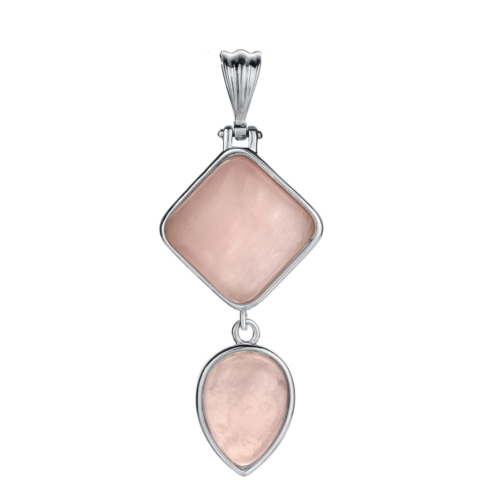 Natural Gemstone  Rhombus Waterdrop Pendant Necklace for men women