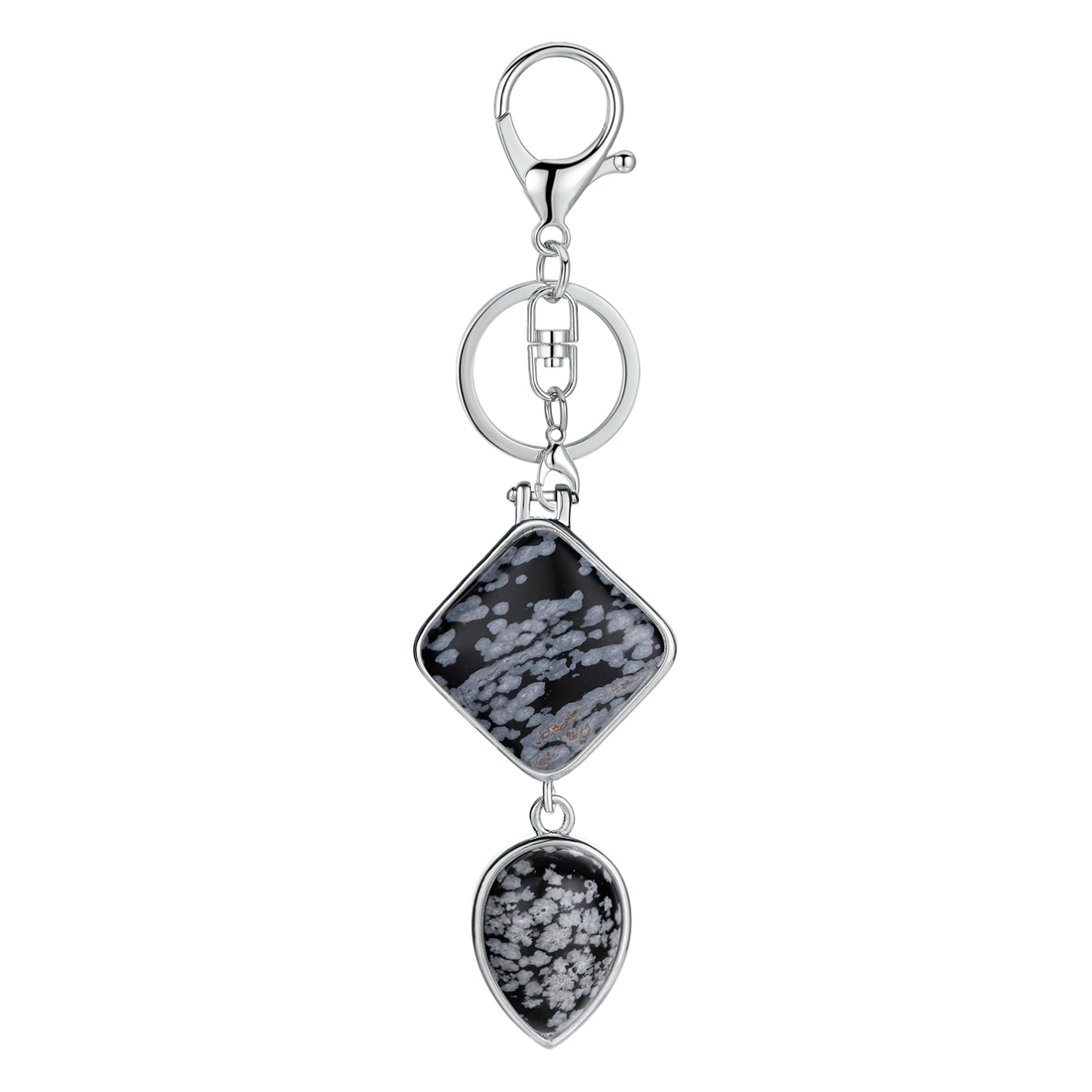 Natural Gemstone  Rhombus Waterdrop Pendant Keychain