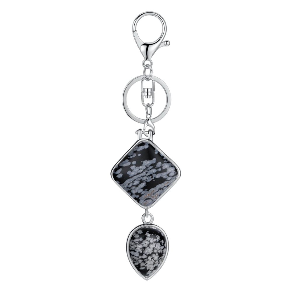 Natural Gemstone  Rhombus Waterdrop Pendant Keychain