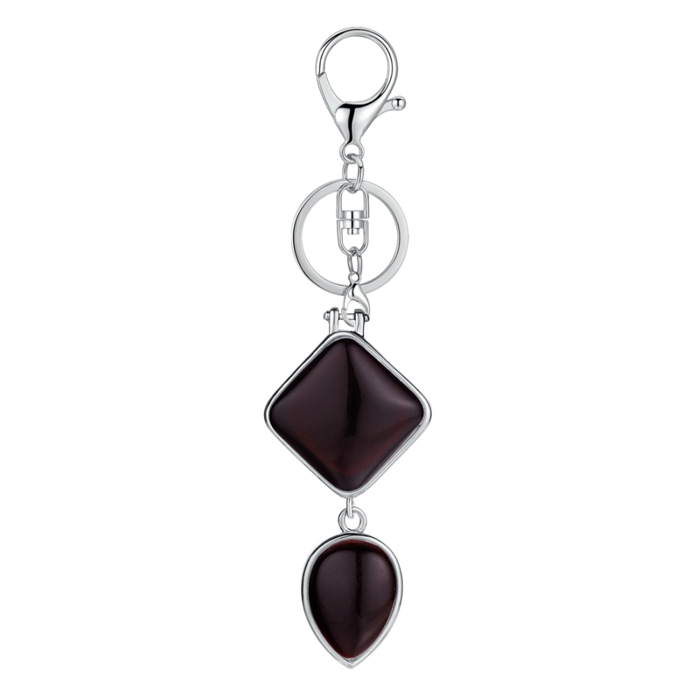 Natural Gemstone  Rhombus Waterdrop Pendant Keychain