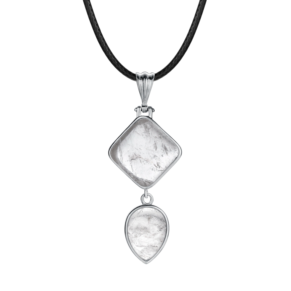 Natural Gemstone  Rhombus Waterdrop Pendant Necklace for men women