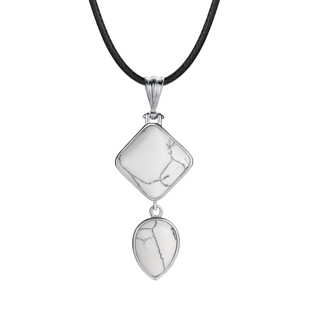Natural Gemstone  Rhombus Waterdrop Pendant Necklace for men women