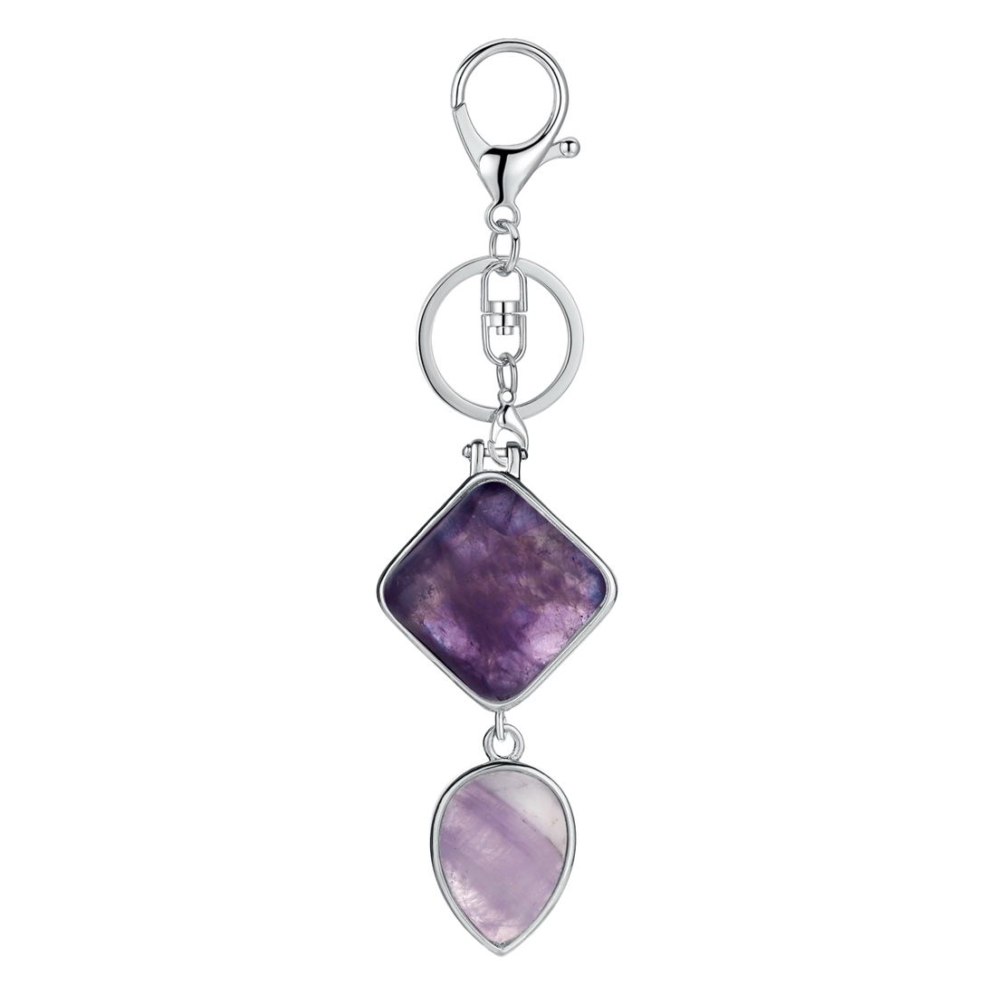 Natural Gemstone  Rhombus Waterdrop Pendant Keychain