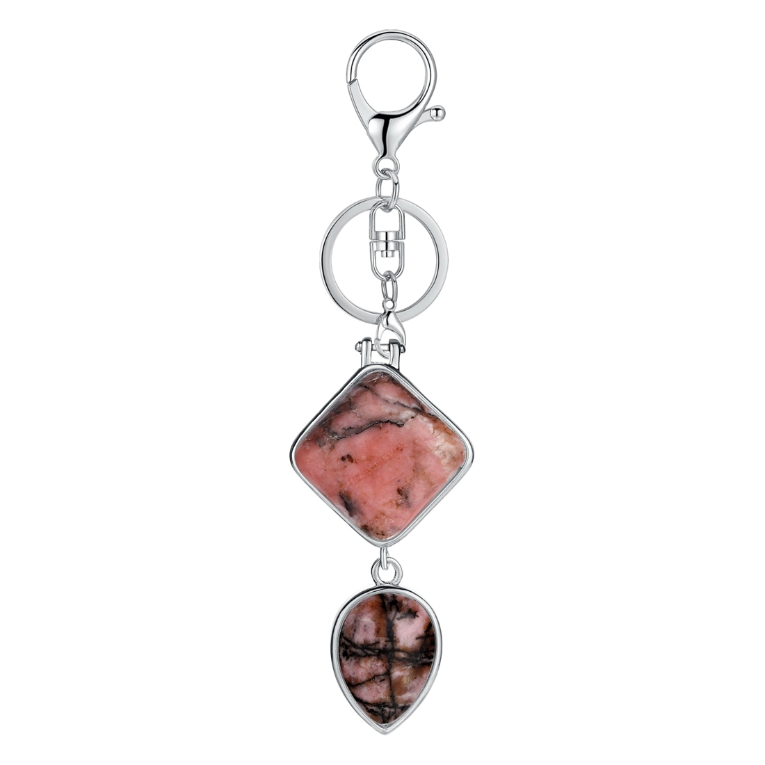 Natural Gemstone  Rhombus Waterdrop Pendant Keychain