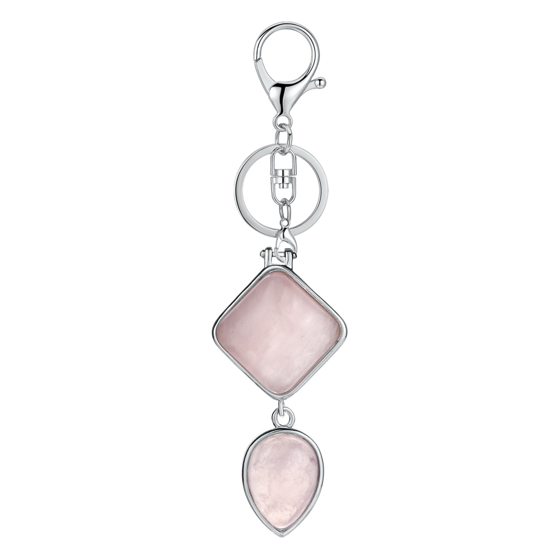 Natural Gemstone  Rhombus Waterdrop Pendant Keychain