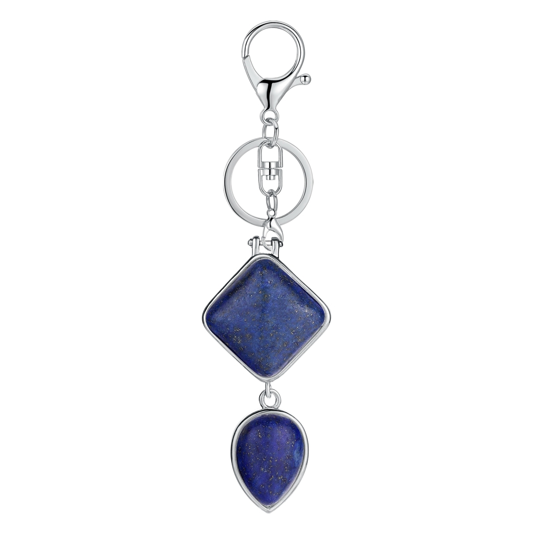 Natural Gemstone  Rhombus Waterdrop Pendant Keychain
