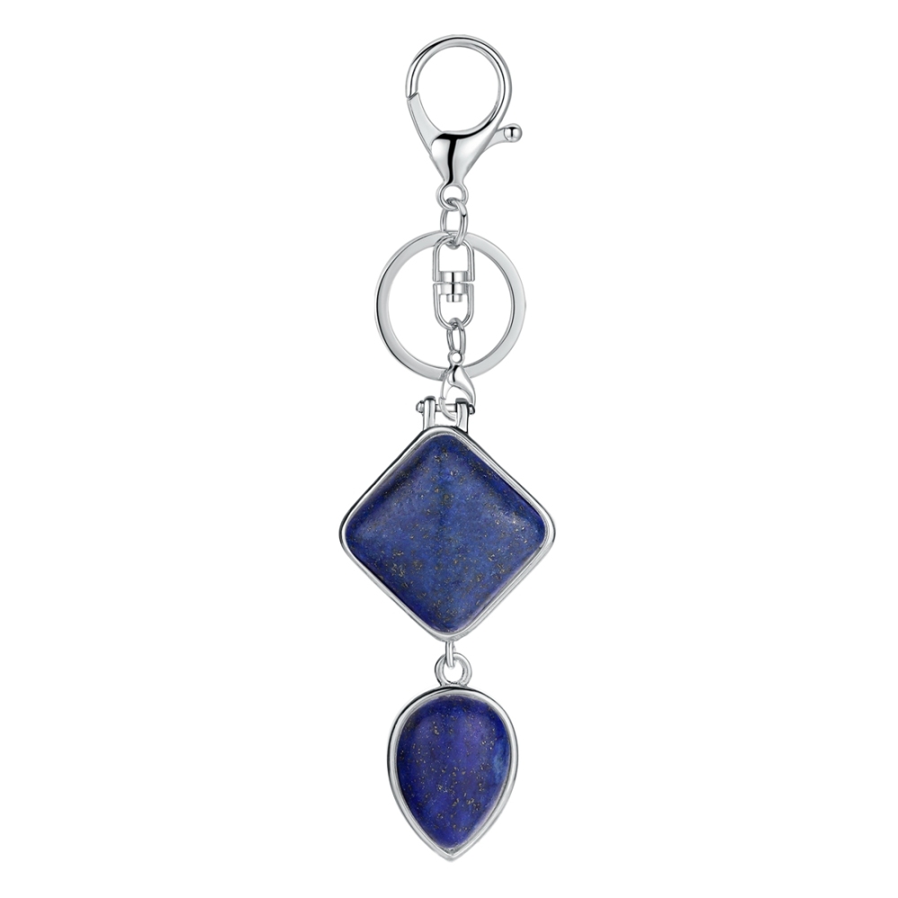 Natural Gemstone  Rhombus Waterdrop Pendant Keychain