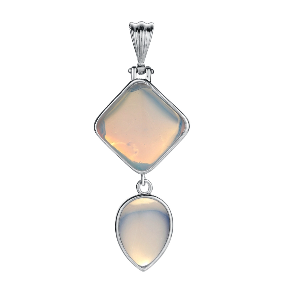 Natural Gemstone  Rhombus Waterdrop Pendant Necklace for men women