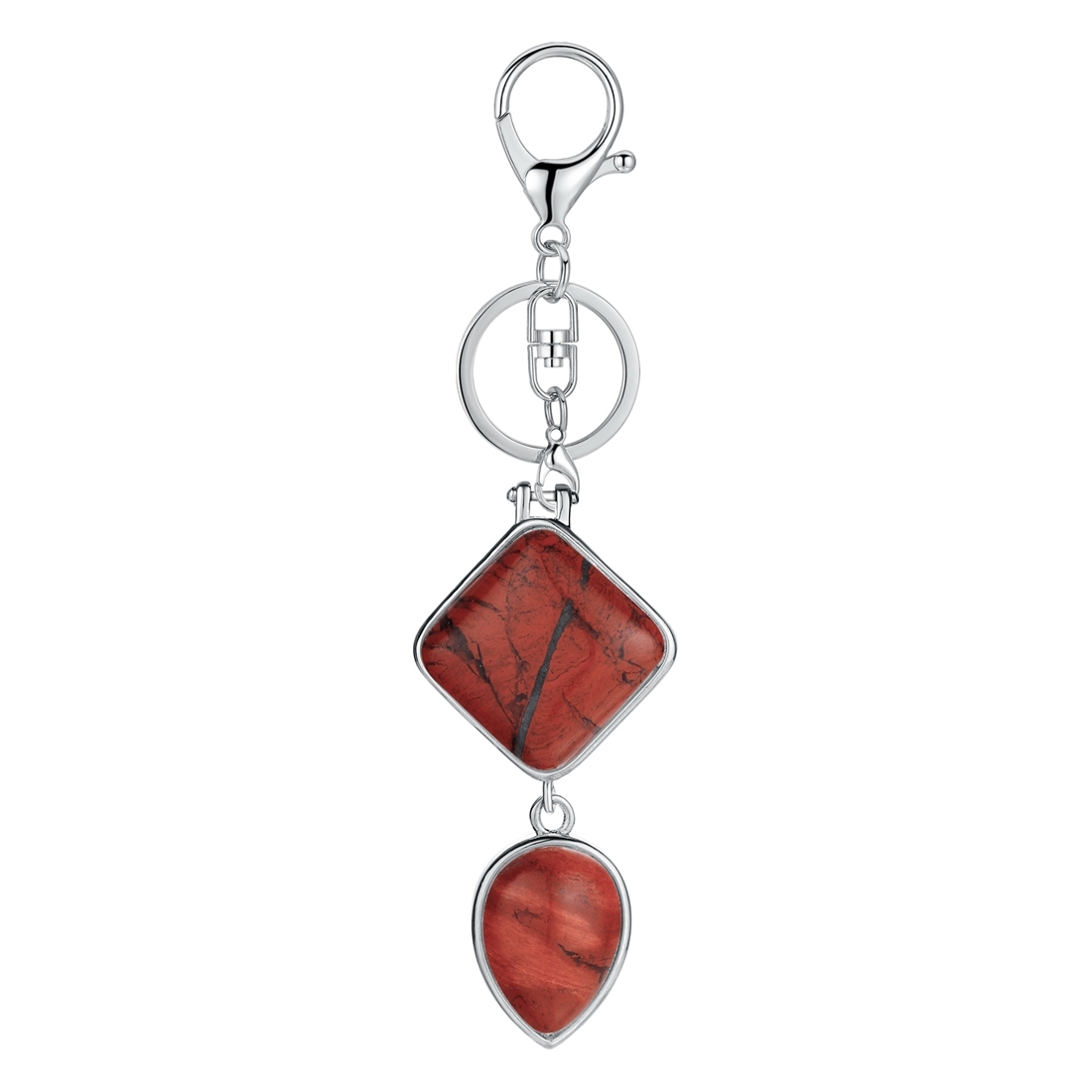 Natural Gemstone  Rhombus Waterdrop Pendant Keychain