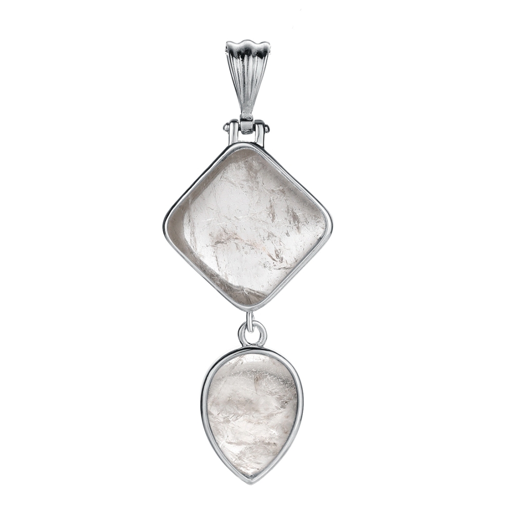 Natural Gemstone  Rhombus Waterdrop Pendant Necklace for men women