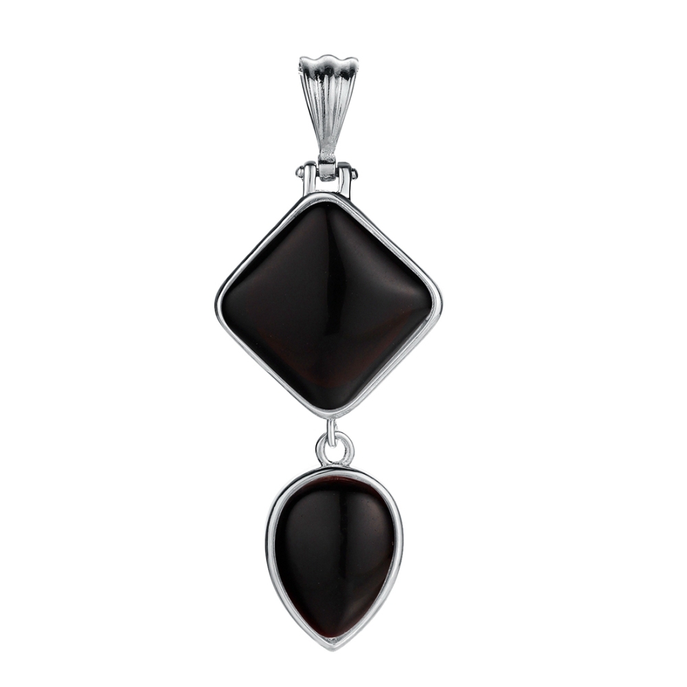 Natural Gemstone  Rhombus Waterdrop Pendant Necklace for men women