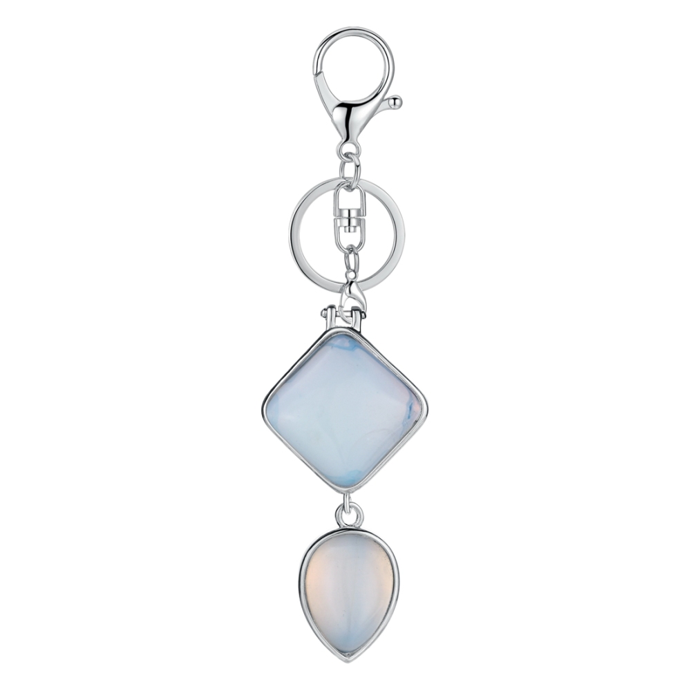 Natural Gemstone  Rhombus Waterdrop Pendant Keychain
