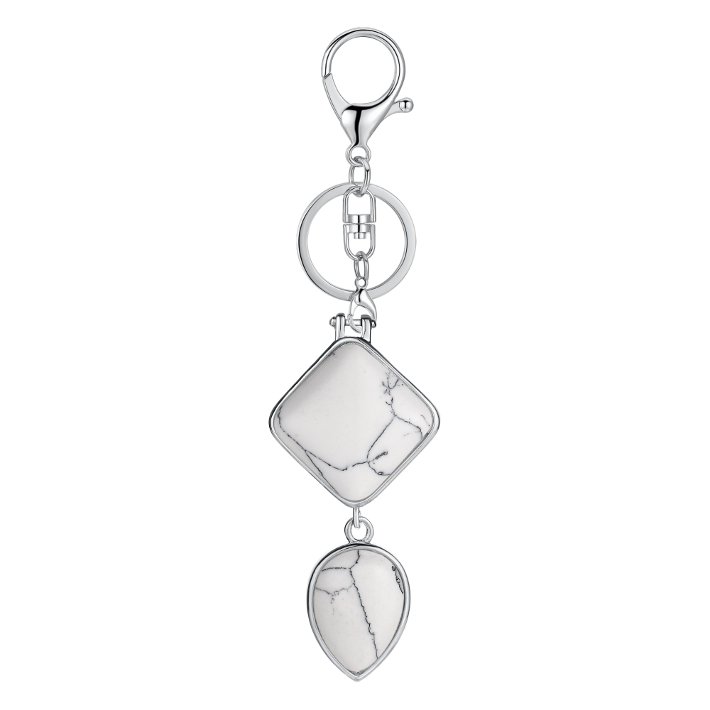 Natural Gemstone  Rhombus Waterdrop Pendant Keychain
