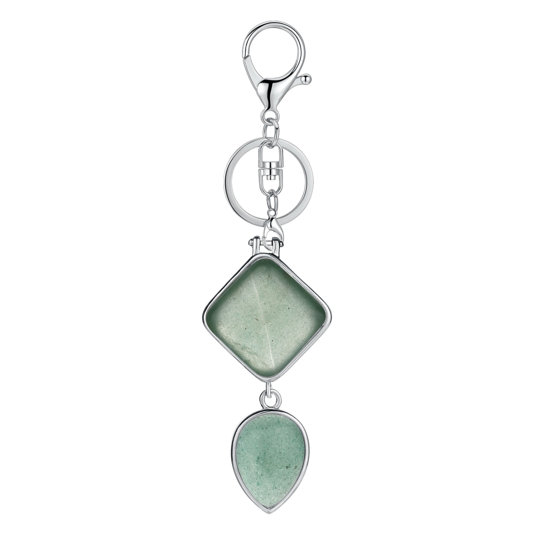 Natural Gemstone  Rhombus Waterdrop Pendant Keychain