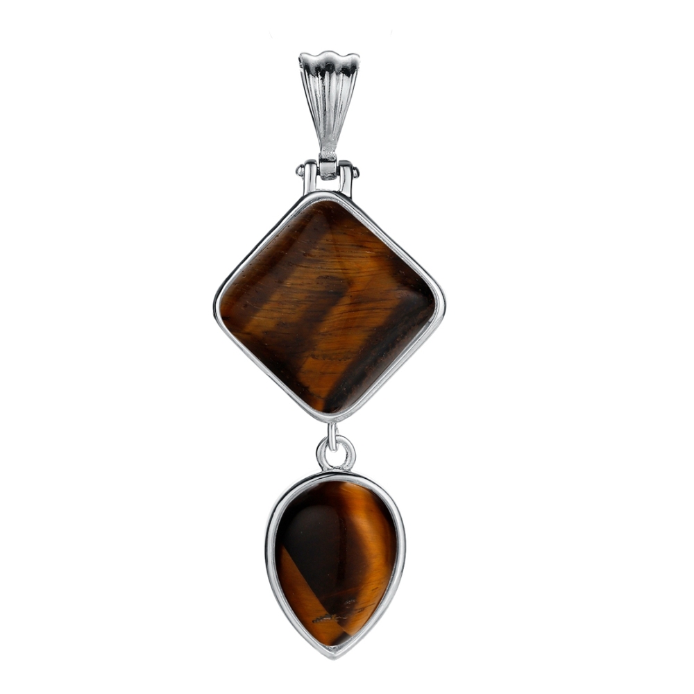 Natural Gemstone  Rhombus Waterdrop Pendant Necklace for men women