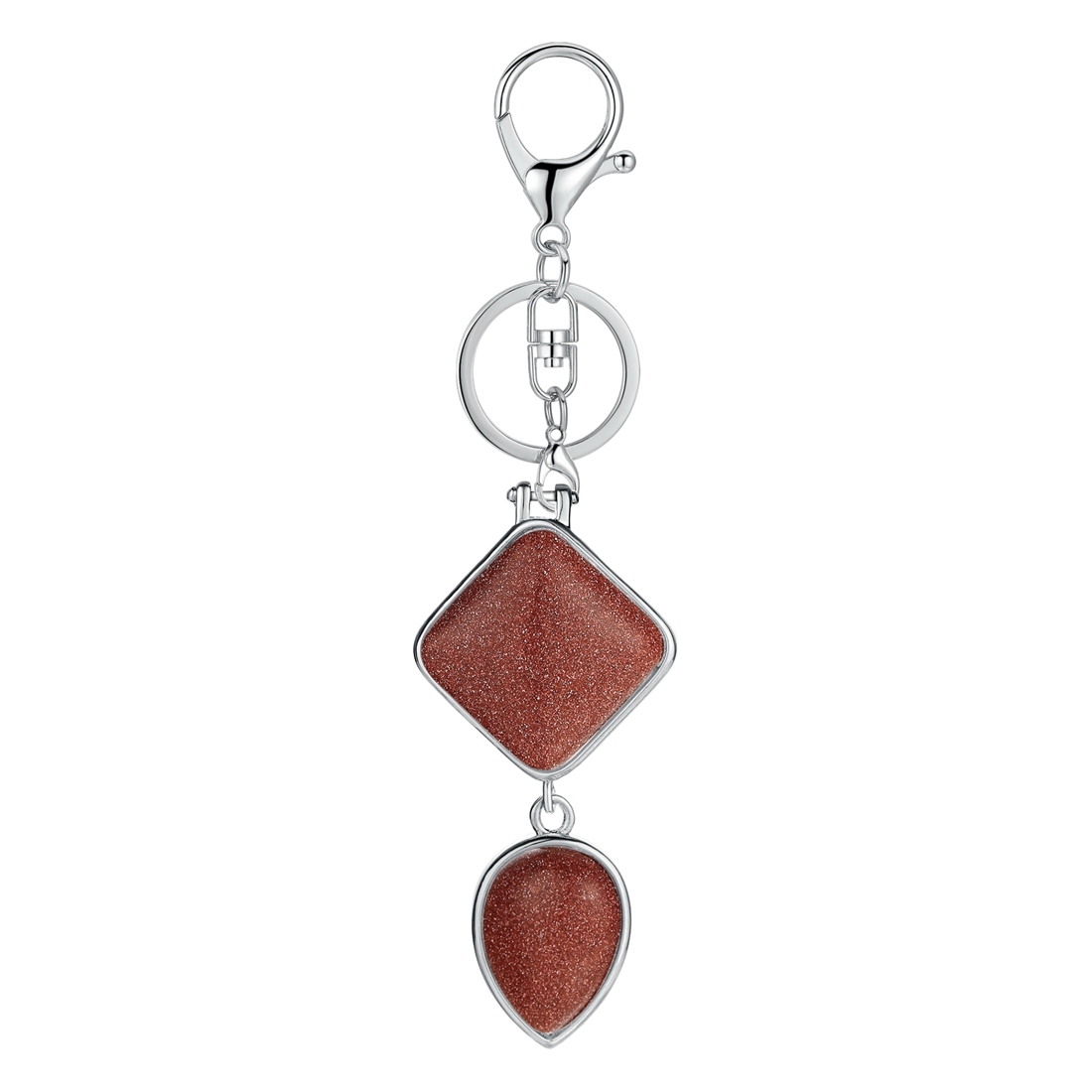 Natural Gemstone  Rhombus Waterdrop Pendant Keychain