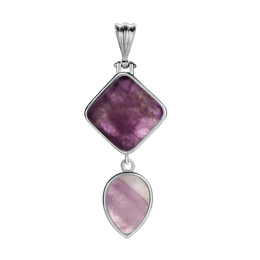 Natural Gemstone  Rhombus Waterdrop Pendant Necklace for men women