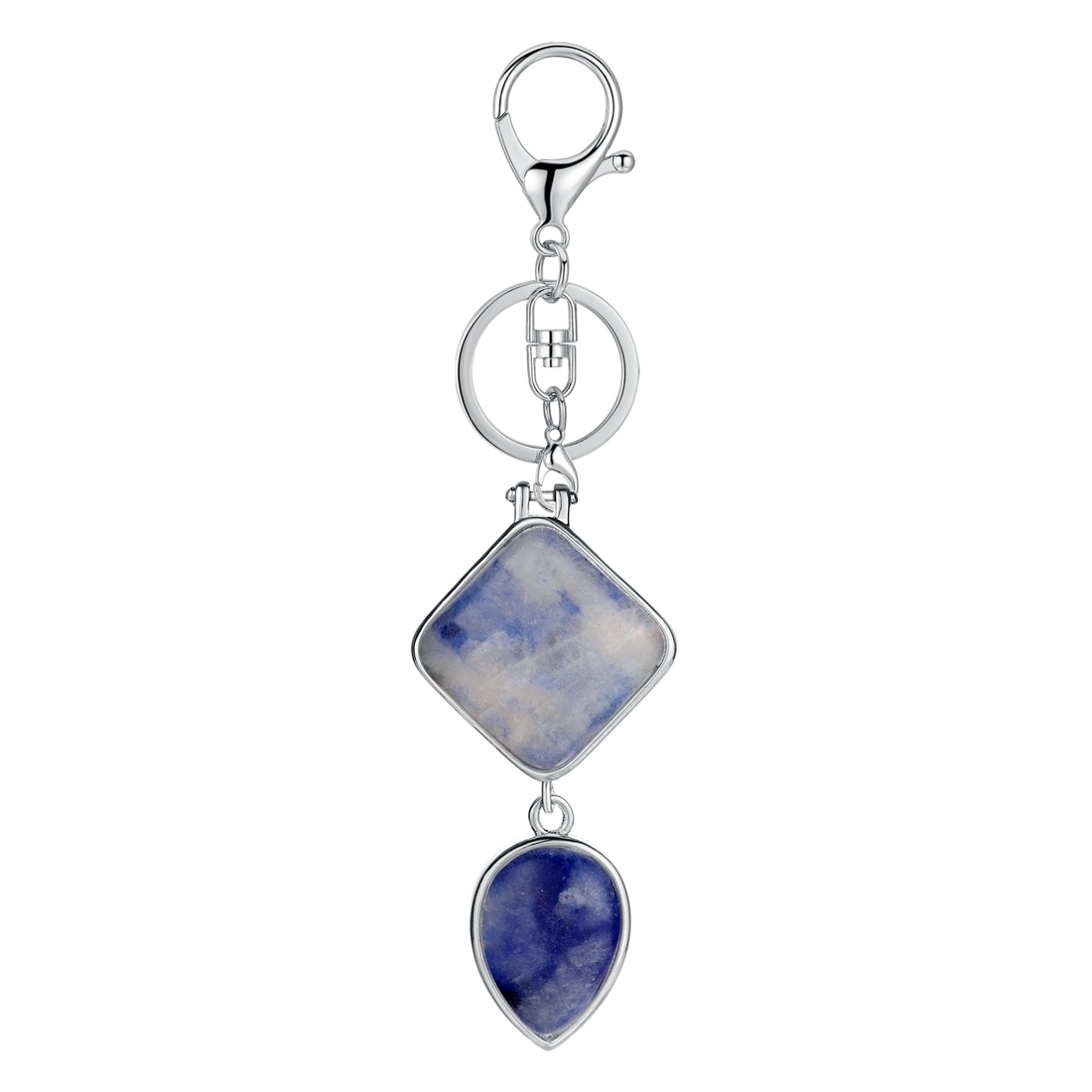 Natural Gemstone  Rhombus Waterdrop Pendant Keychain